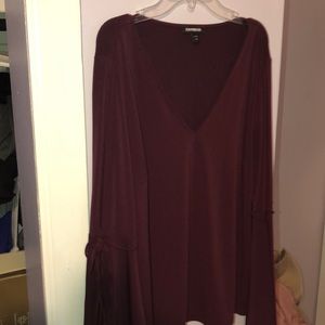Maroon Bell Sleeve Shirt